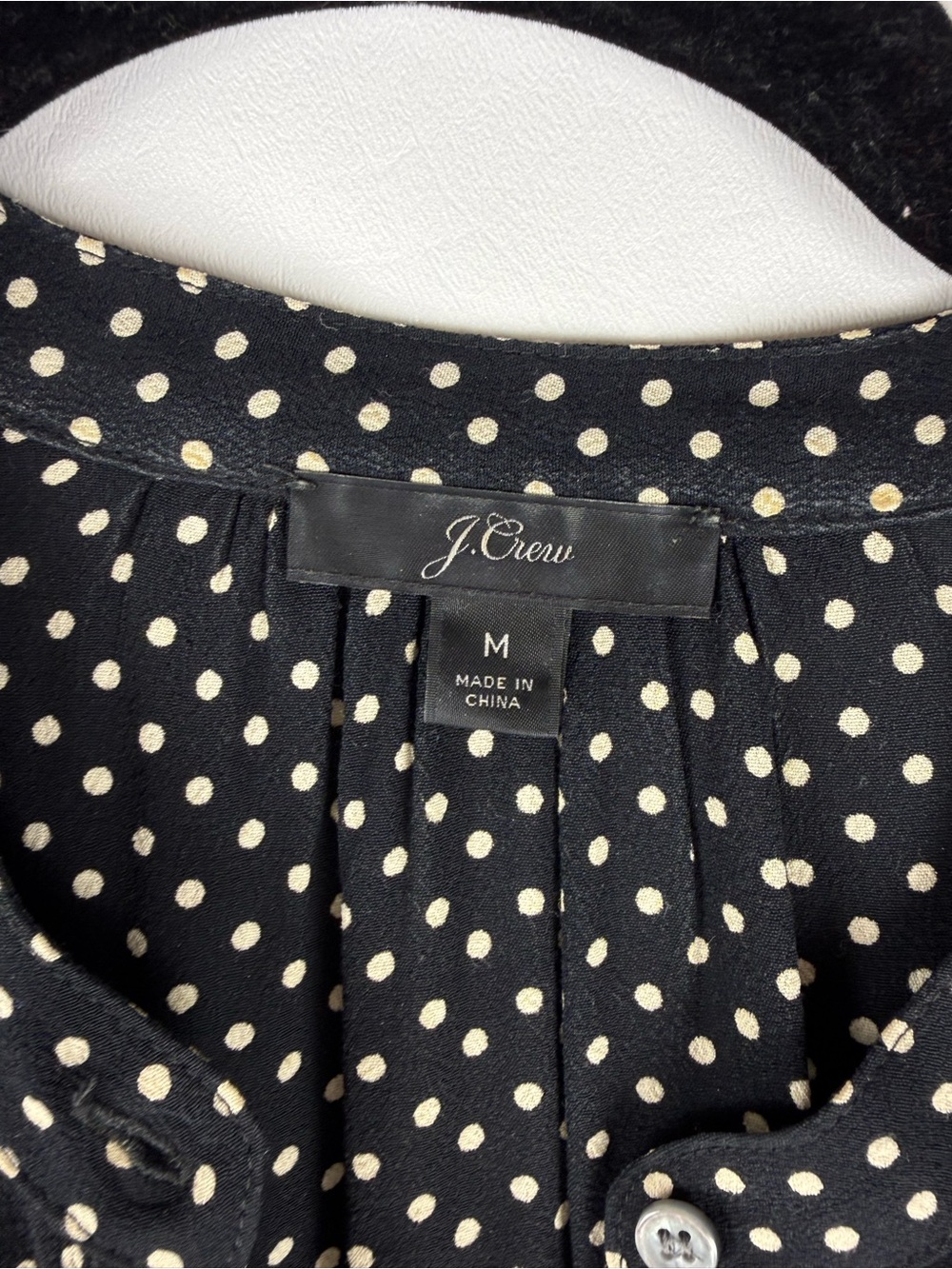 J.Crew Black Polka Dot Short Sleeve Popover Blouse Top Medium - Picture 4 of 6